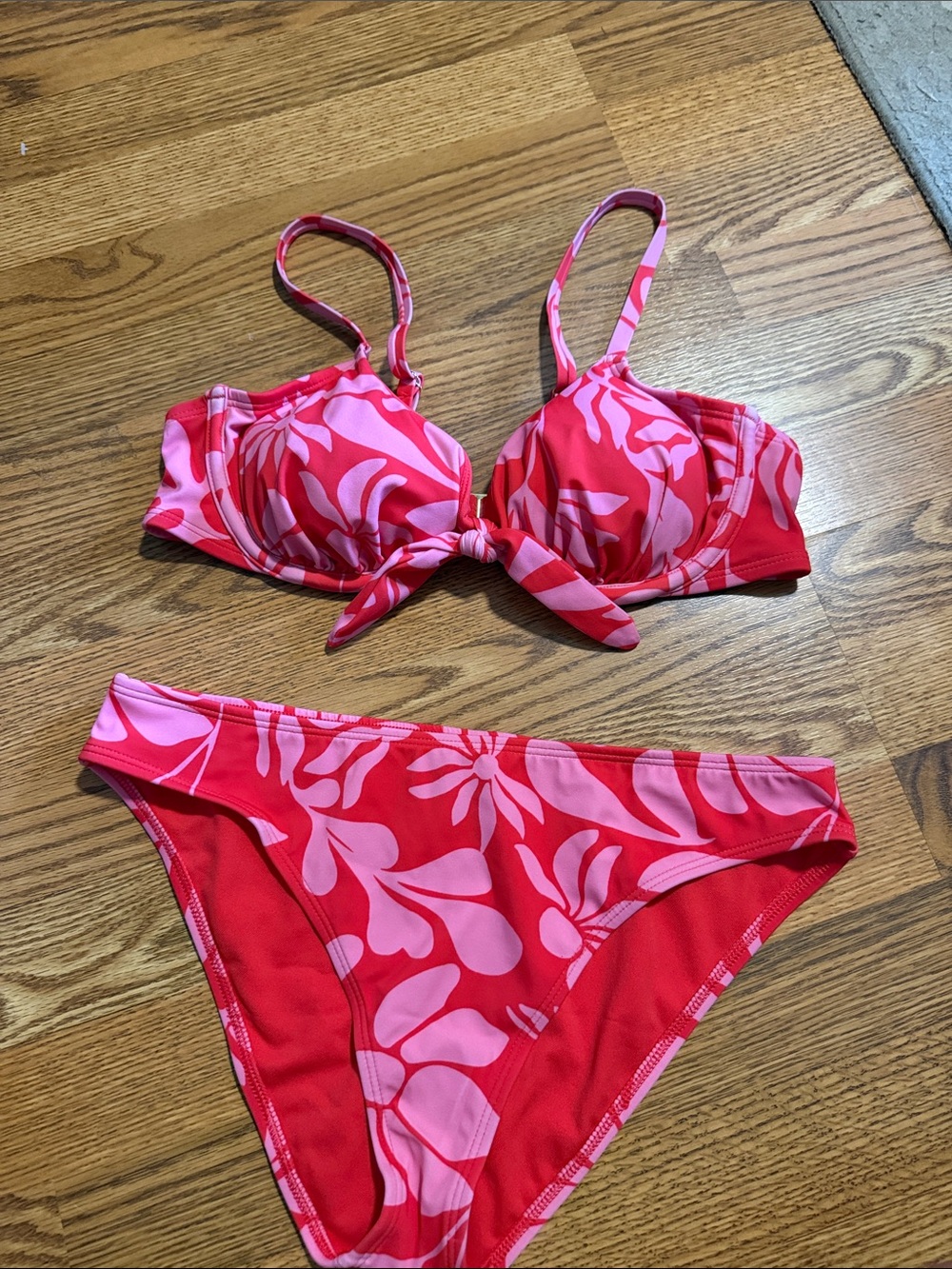 Pink & pink ish Red Floral Bikini Set